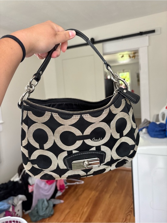 Coach Handbags - Coach early 2000s Black Signature Canvas Shoulder Bag mini purse